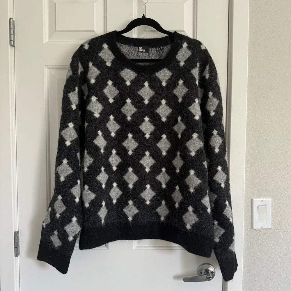 The Kooples Alpaca Blend Lux Diamond Pattern Sweater Size XXL‎ NWT Oversized